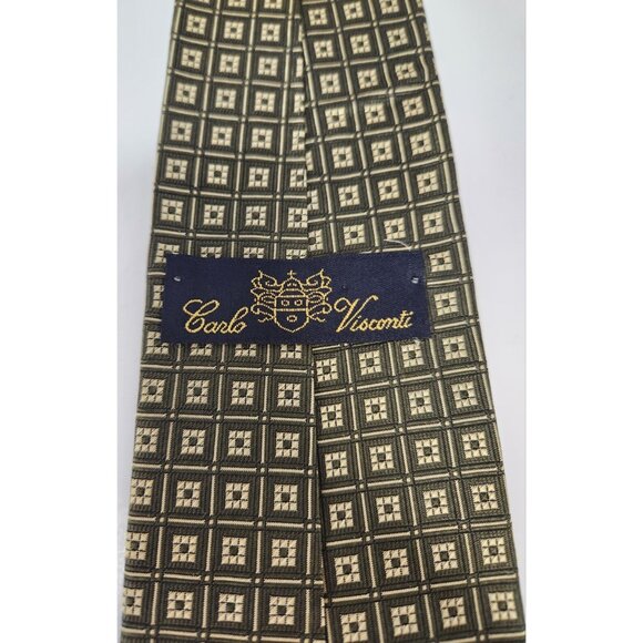 56" Gold Carlo Visconti Tie 100% Silk Made In Canada - Picture 5 of 6